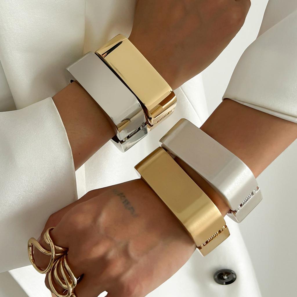 Ingemark Exaggerated Punk Large Heavy Metal Chunky Spring Bangles Women Trend 2025 Hip Hop Bracelet Grunge Jewelry Steampunk Men