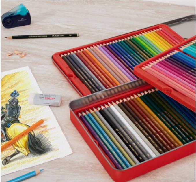 Faber-Castell Oil-Based Colored Pencils, 100-Color Set, Red Can (515701), Upgraded [Parallel Import]
