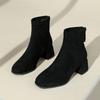 Autumn Winter Vintage Women Thick Heel Ankle Boots Street Style Square Toe Party Short Botas Mujer