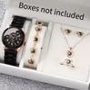 5-delige set Niche Mode Veelzijdige Stalen Riem Horloge Oorbellen Ketting Armband Ring Set Geen Cadeaubox