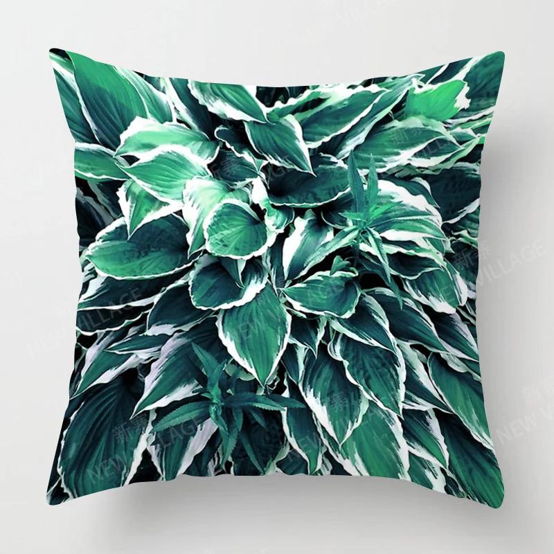 Nordic Fall Home Decor Autumn Throw Pillow Case Sofa Cushion Cover Modern 45X45Cm 45*45 50X50 60X60Cm 40*40Cm Leaf Plant Green