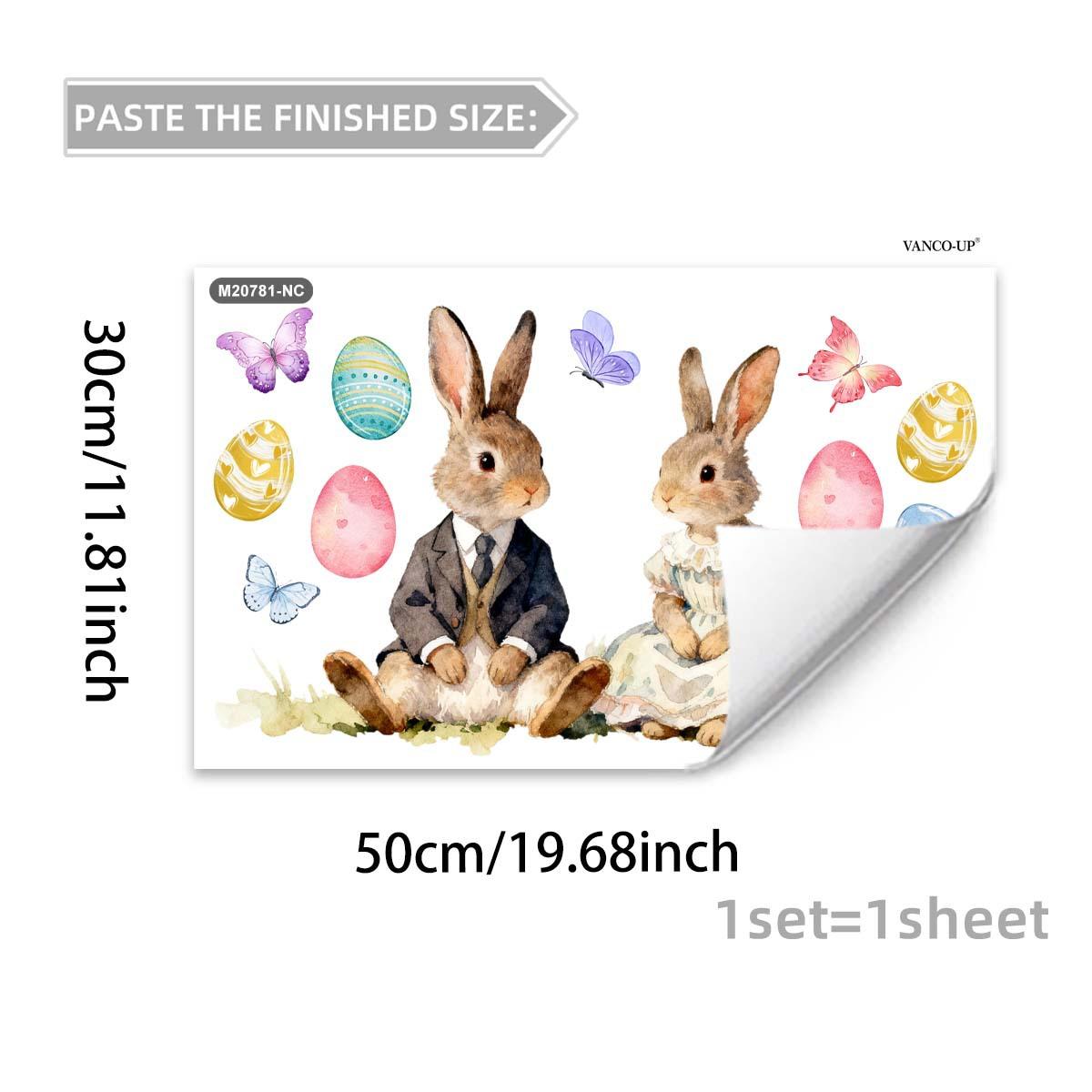 

Creative Open Door Bunny Eggs Butterfly Wall Stickers, Self-Adhesive Decor for Bedroom Living Room Background Decoration 30x50cm