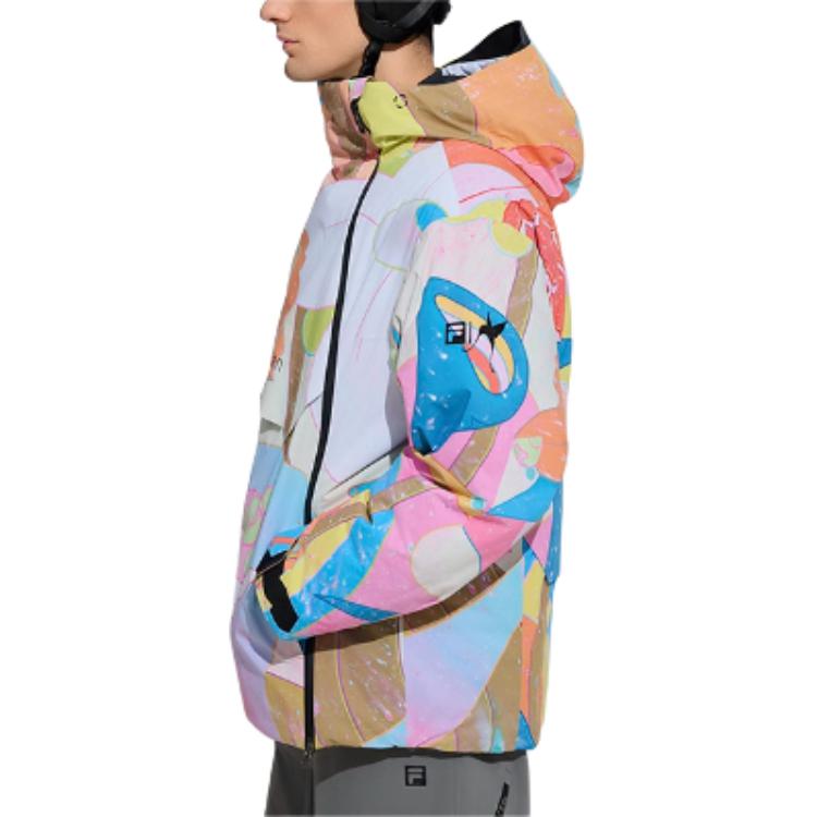FILA X James Jean Collaboration Hooded Fashion Warm Printed Long Sleeve Winter Ski Jacket Unisex Jacket A11U446903F-ZA