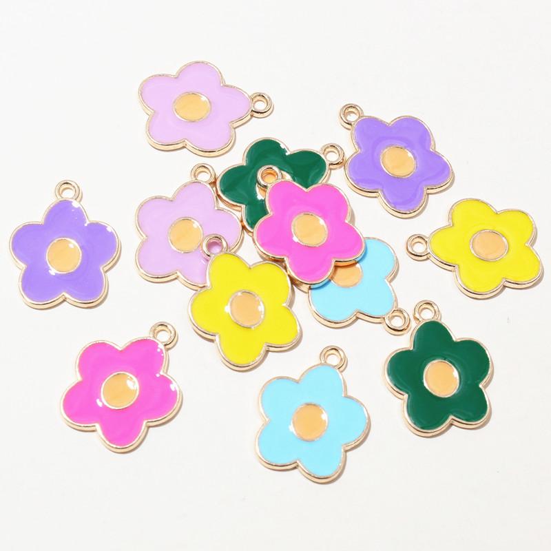 

20pcs 19x15mm Enamel Flower Charms Pendant Alloy Craft DIY Jewelry Making Accessories for Earrings Bracelet Necklace Findings