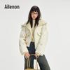 Ailaiyi Women's Stylish Short Goose Down Jacket with Knit Lapel