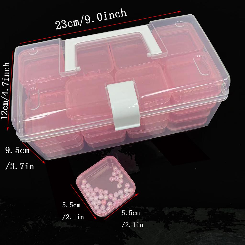 32pcs/Set Clear Plastic Organizing Storage Box, DIY Beaded Storage Container Suitcase, Jewelry Hair Accessories Container Box