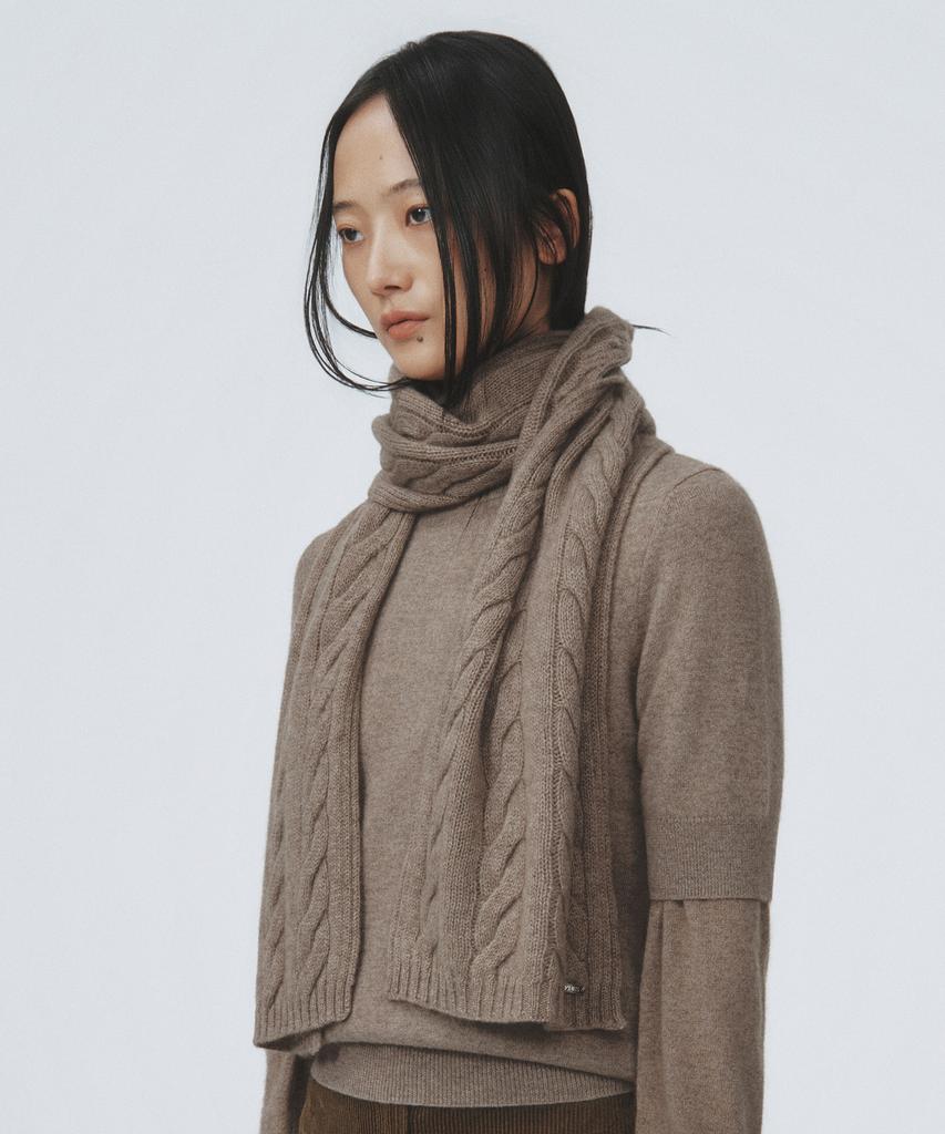 Eleuheuseu 100% Cashmere Cable Long Scarf (Select 1)