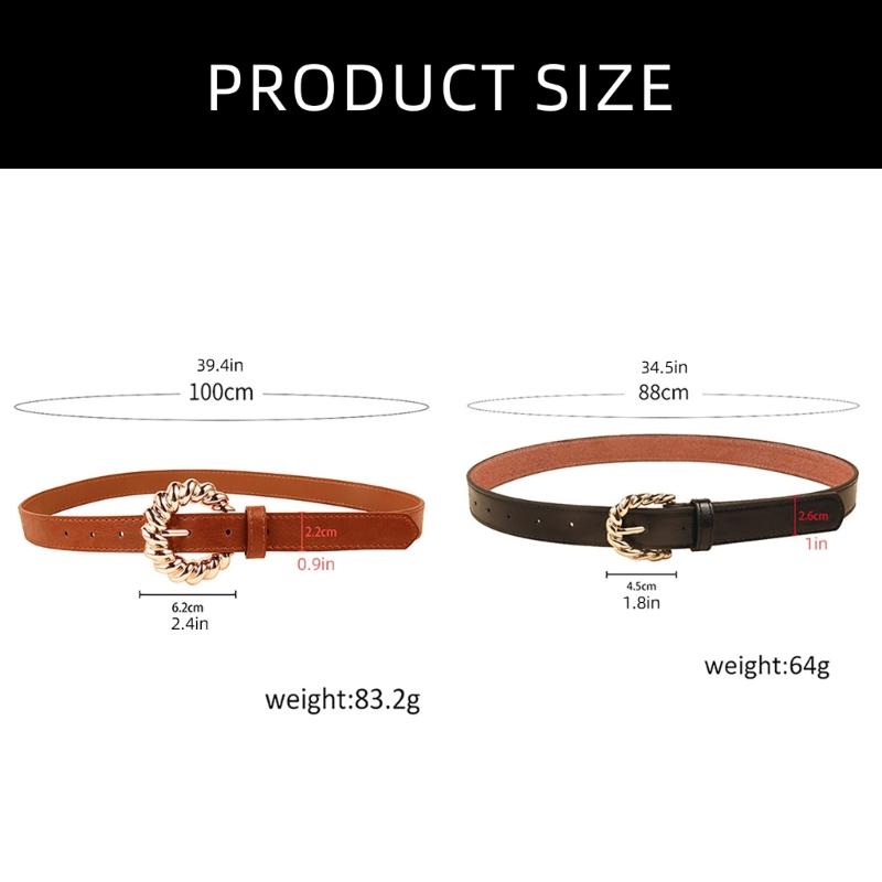 Stylish Buckles Belt Ladies Western Styles Waist Belt Durable Leather Waistband for Versatiles Styling