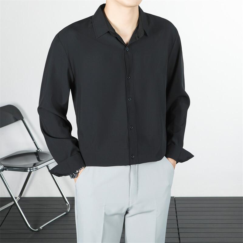 Casual Lapel Long-sleeved Shirt Men's Youth Daily Wear Overalls