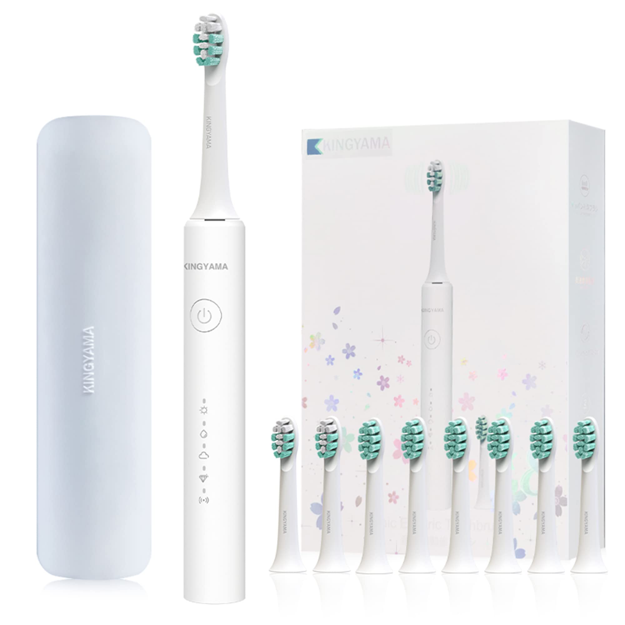 

Звуковая электрическая IPX7 8 сменных щеток Мягкая 2 Обычная Чехол 5 Звуковая Автоматическая Оральная Стоматологическая K8 Зубная щетка, Водонепроницаемая, (6 кистей, кисти), Включено, белый