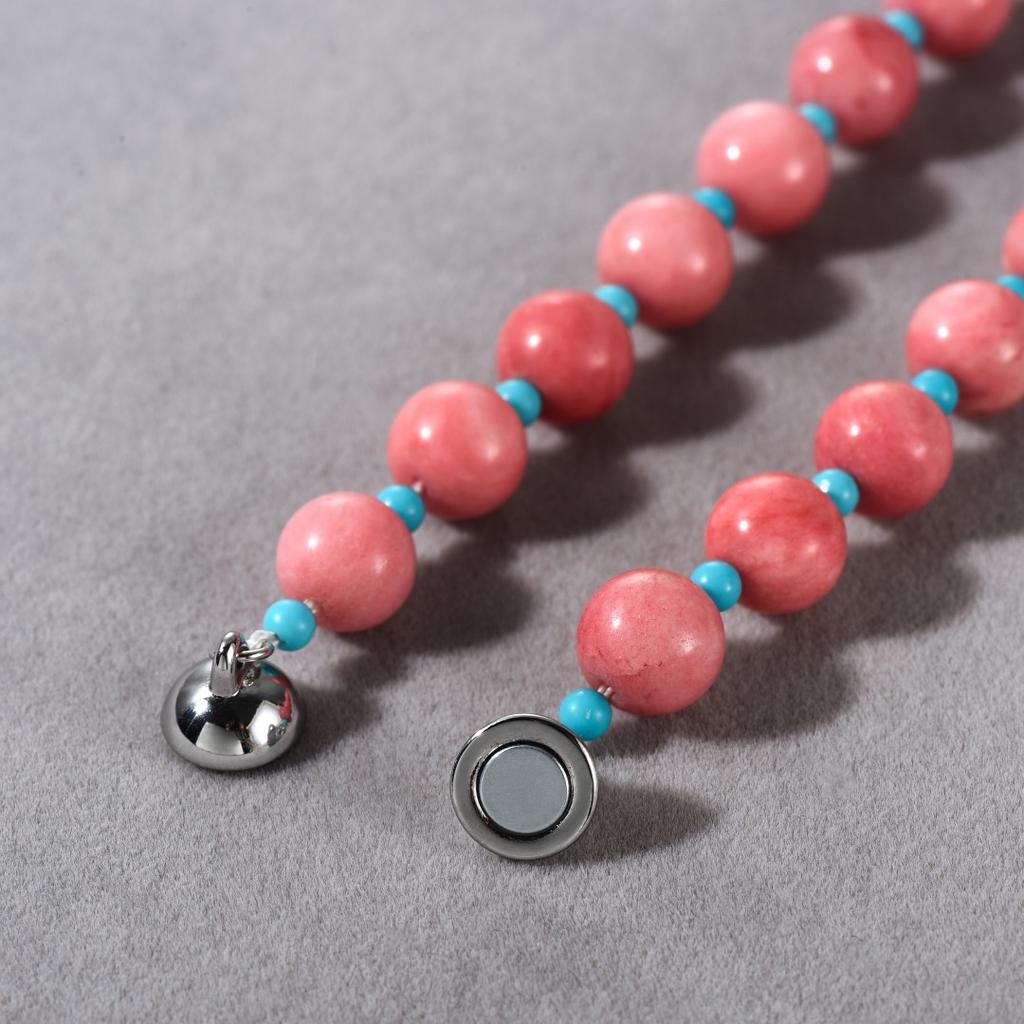 Wind Dopamine Pink Stone Spell Emerald Beaded Collarbone Chain Niche Temperament Magnetic Buckle Necklace Female