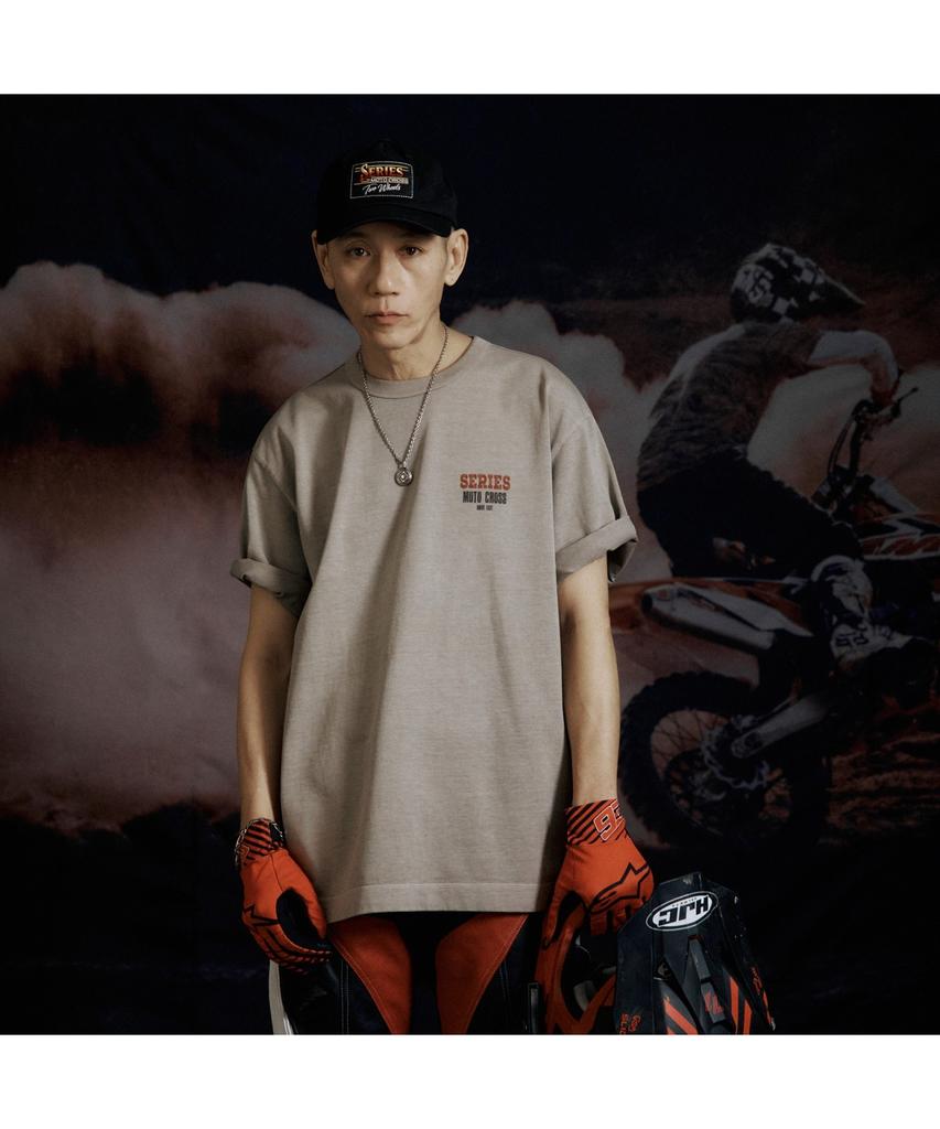 Silijeu Motorcycle Print Short Sleeve T-Shirt Satam26801Bex