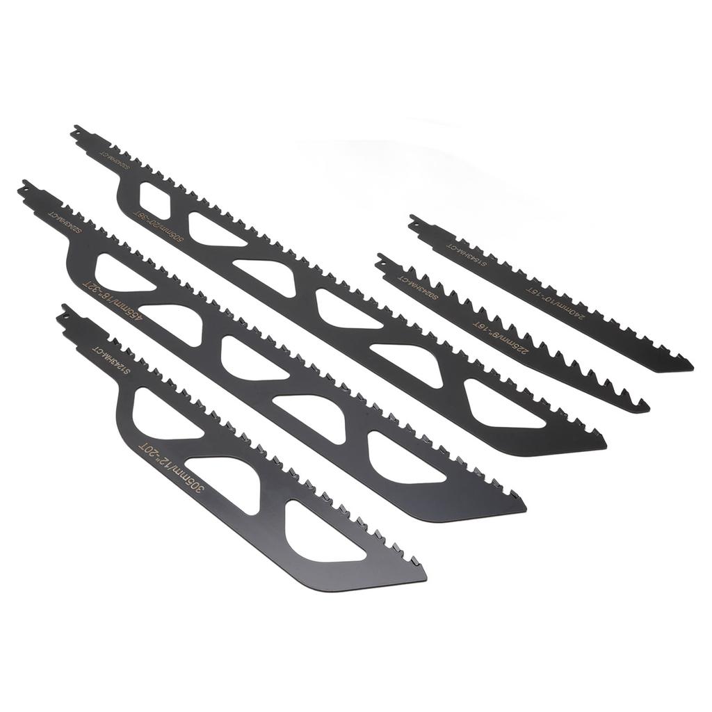 5Pcs Reciprocating Saw Blades Set Metal Coarse Fine Tooth Tipped Cutting for Woodworking Pruning 9