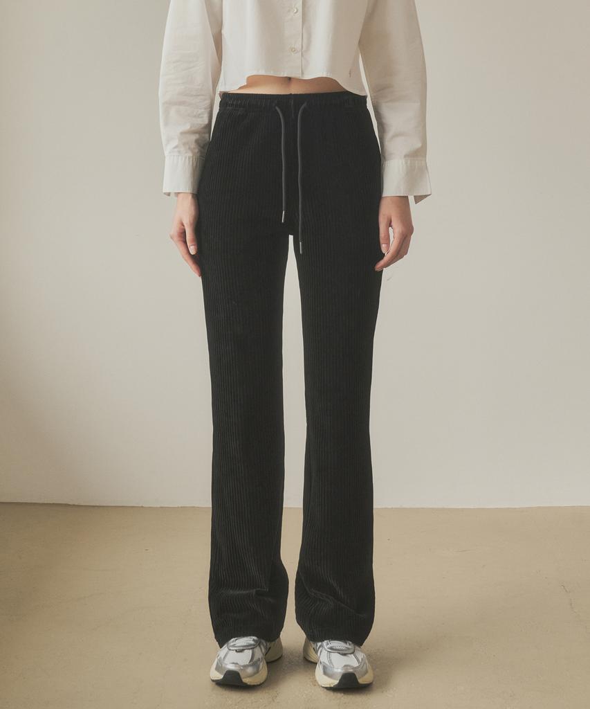 Siyajyu Sipt7094 Velo Ribbed Bootcut Elastic Pants_Black