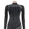 C6381 European & American Fashion Women's Long Sleeve Mesh Bubble Bead Short Dress