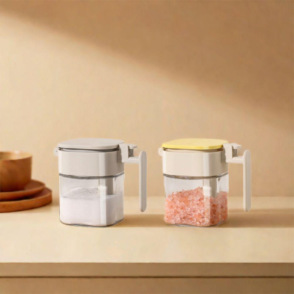 Sealed Glass Seasoning Jar Moisture-Proof Dustproof Sugar and Salt Container with Spoon Leak-proof Seasoning Jar Bottle for Home