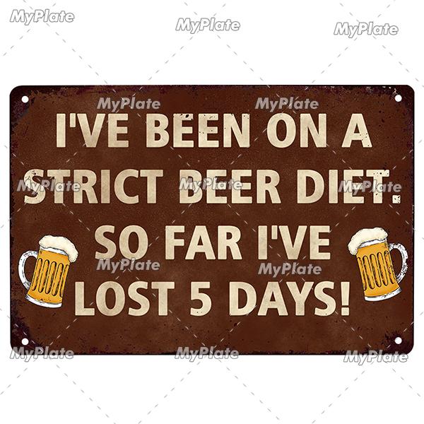[MyPlate] Beer Metal Sign Plaque Metal Vintage Pub Tin Sign Wall Decor For Pub Club Man Cave Bar Decoration Tin Plates