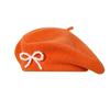 Knitted Bow Beret Solid Color Beanie Cap Streetwear Wool Beret  Street Photography