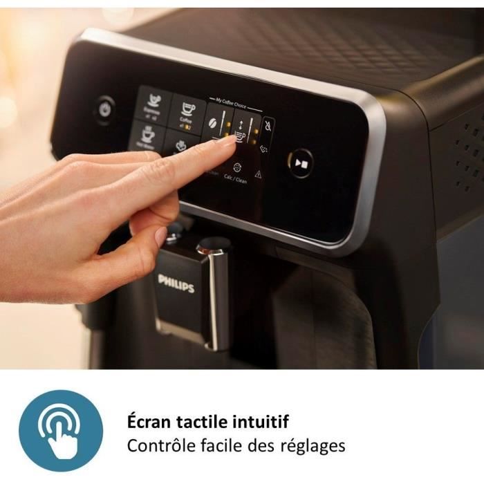Machine à café Expresso broyeur - PHILIPS - EP2225/10 - Série 2200 - mousseur à lait - 2 cafés - Broyeur céramique - Noir brillant
