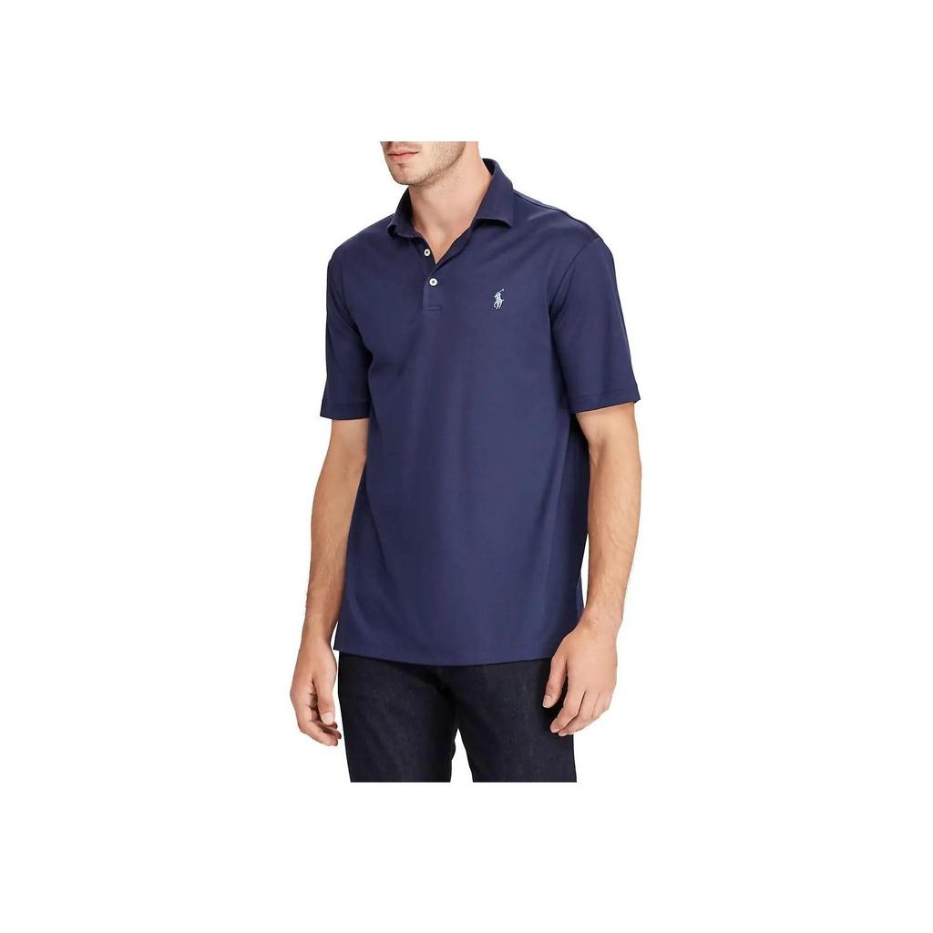 Polo Ralph Lauren Solid Logo Pony Embroidered Pullover Short Sleeve Polo Shirt Men Tops Blue 710660637-006