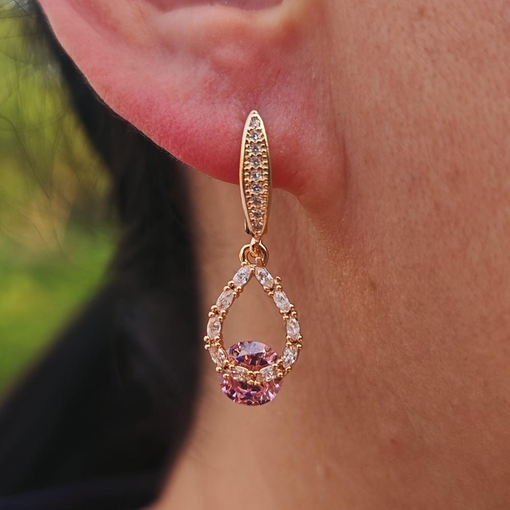 Luxurious Water Drop Shape Zirconia Dangle Earrings for Women 2025 New Fashion Earring Golden Party Jewelry Accessories