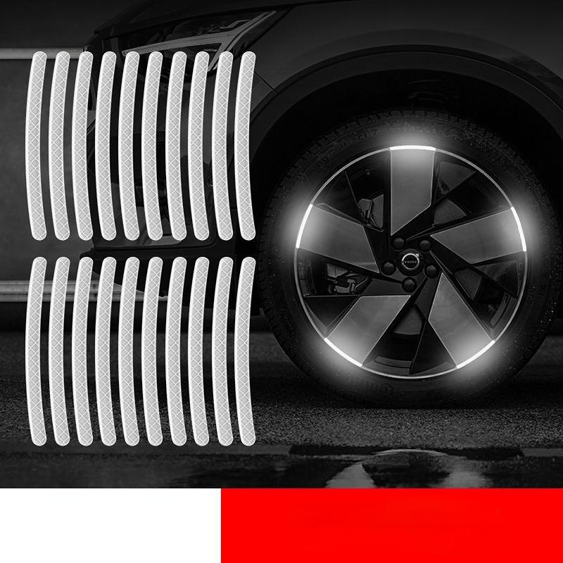 NEW 20pcs Car Hub Reflective Sticker Car Accessories Decorative Strips General for Use of Bicycle Automobile and Motorcycle Tyre