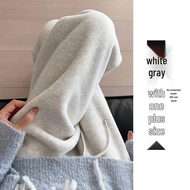 2024 Women's White-Gray High-Waisted Loose Casual Straight-Leg Sweatpants
