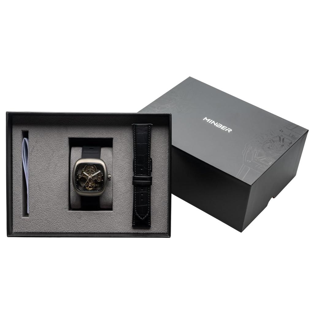 MINBER Automatic Skeleton Dial Mechanical Watch Black Men's M9172G-GR