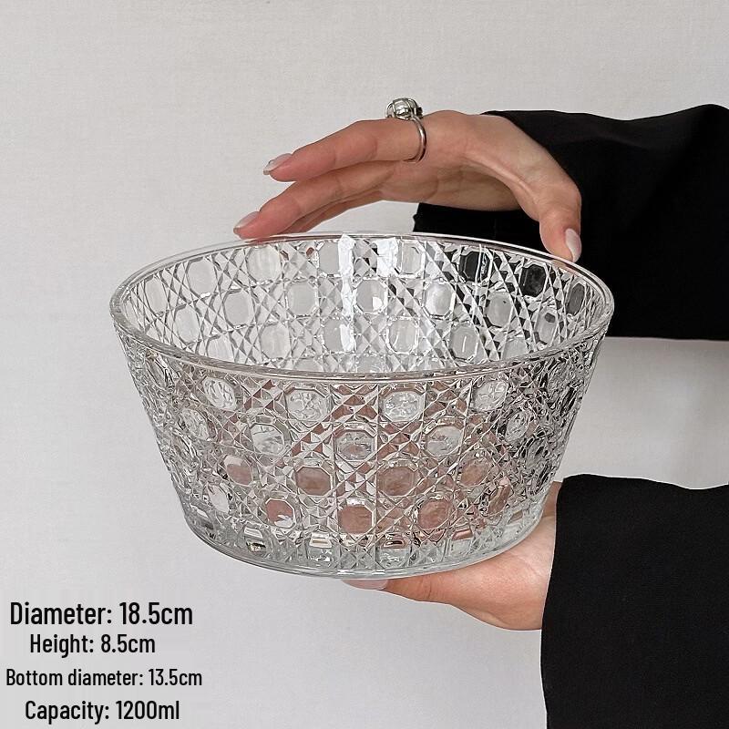 ZISIZ Large Gem Pattern Plastic Salad Bowl