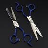 6.0 Inch Half-Body Blue Neptune Beauty Hair Scissors Straight Cutting Teeth Scissors Thin Cutting Hair Salon Special Foreign Trade Explosion