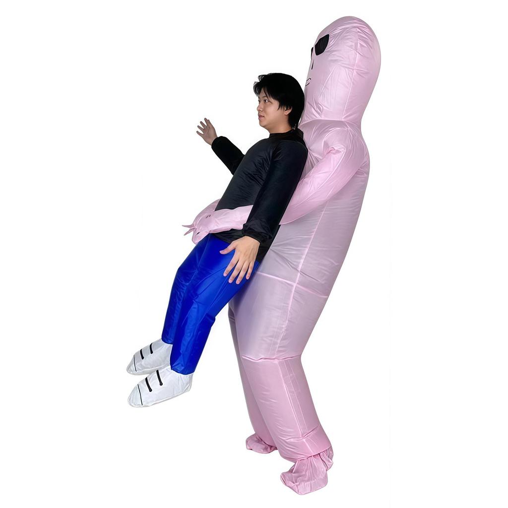 Inflatable Halloween Alien Costume: Funny Party Outfit with Ghost Hugging Design