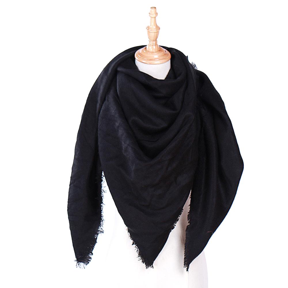 Women Cashmere-Like Scarf Fashion Solid Color Triangle Shawl Wraps Woolen Soft Fleece Scarf