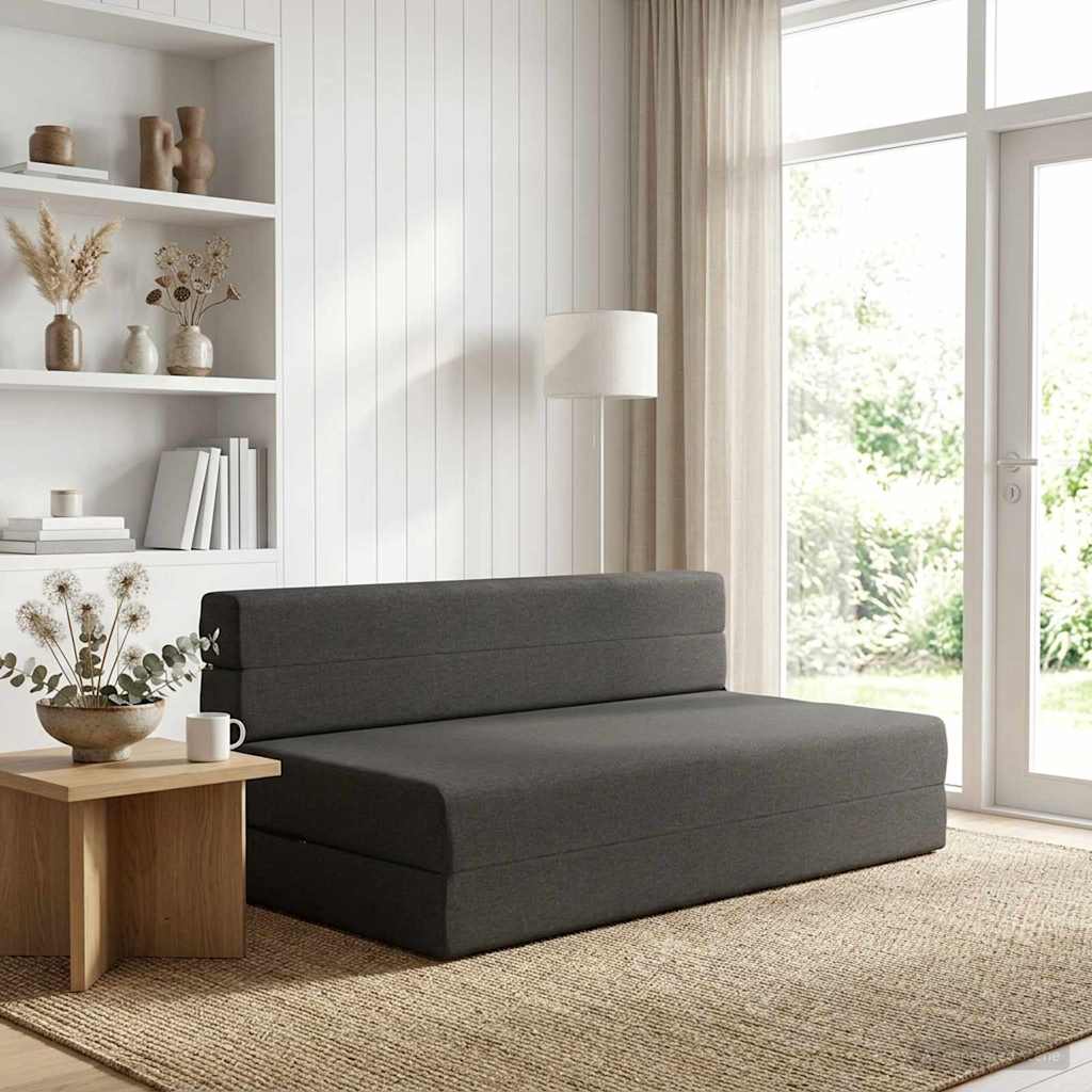 Folding Sofa Bed Dark Grey 152 x 86.5 x 60 cm Fabric