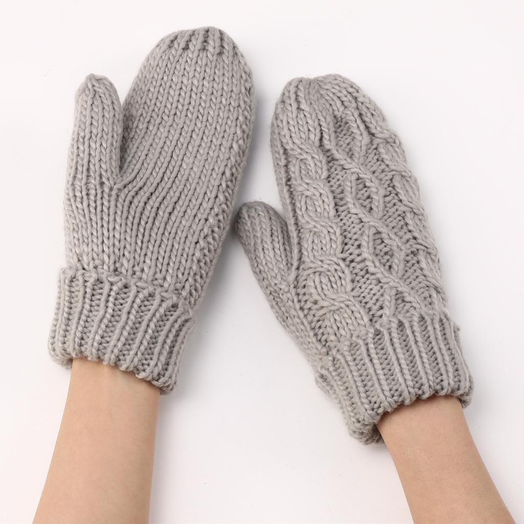 Diamond-shaped Mittens Autumn and Winter New Women's Knitted Wool Plus Velvet Thickened Fashionable Finger Warm Gloves