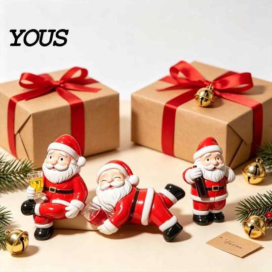 Miniature Flower Pots 3PCS Mini Santa Claus Resin Ornaments, Cute Desktop Figurines, Weather Resistant Yard Art Christmas Decorative Accents