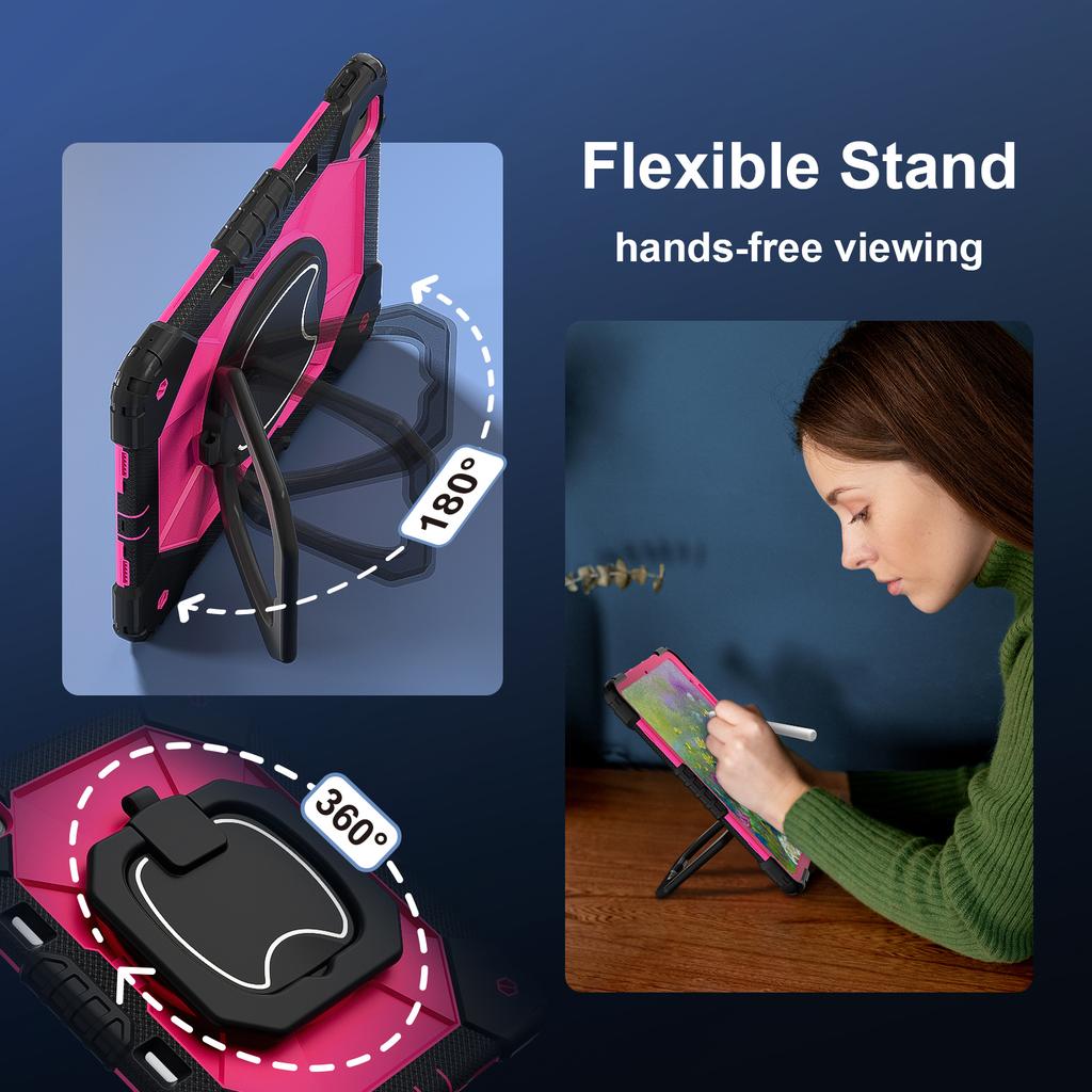 Stand Case for IPad Air 13 2026 M4 2025 M3 2024 M2 4 5 Pro 13 2025 M5 2024 M4 Rotating Handle Grip Rugged Cover Shoulder Strap