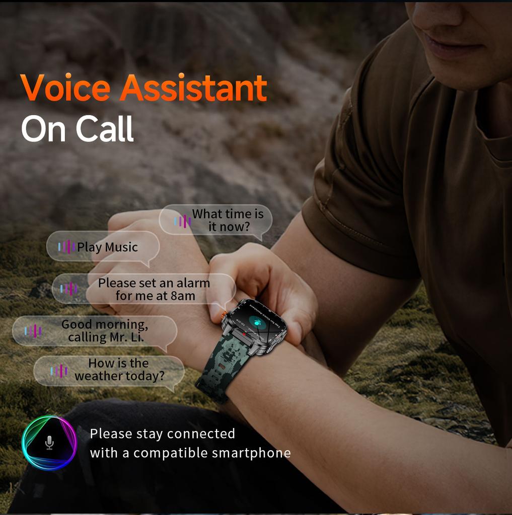 2025 New Men's Smart Watch Bluetooth Call 1100mAh Large Battery 60 days standby time 2.01 inch Screen IP68 Waterproof Motion Tracker