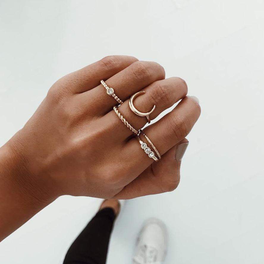 

Bohemian Midi Knuckle Finger Rings Set For Women Vintage Crystal Elephant Crown Geometric Gold Color Ring Girl Wedding Jewelry