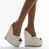 White Women's Wedge Sandals: Single Strap, Summer Style, Large Size, Perfect for Vacation and Leisure.