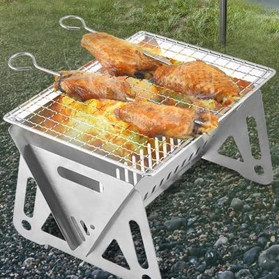 Przenośny składany grill, piece grzewcze, wielofunkcyjny stojak na grill kempingowy, siatka na drewno opałowe, grill ze stali nierdzewnej
