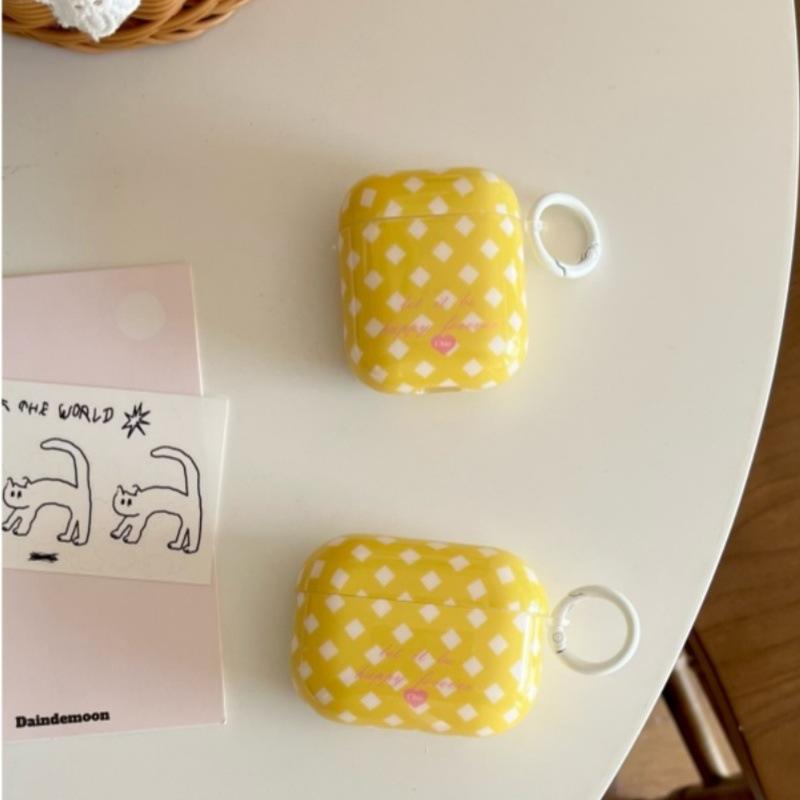 Korean yellow plaid AirPods 1 generation earphone case for Apple earphones AirPods 1 /Pro1 generation