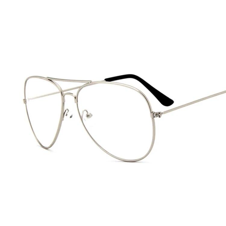 

Авиационные солнцезащитные очки в золотой оправе, мужские классические очки с прозрачными линзами, оптические женские и мужские очки в стиле пилота Silver