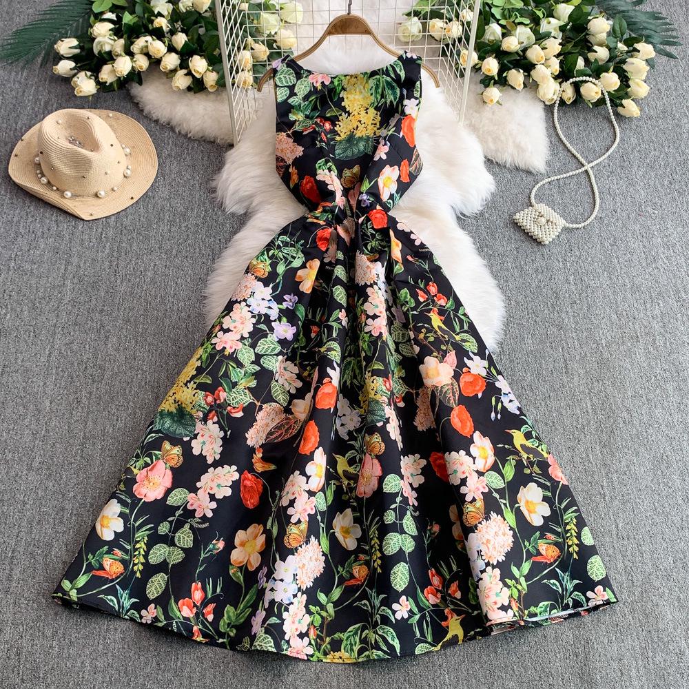 

Summer Sleeveless Printed A-Line Dress Large