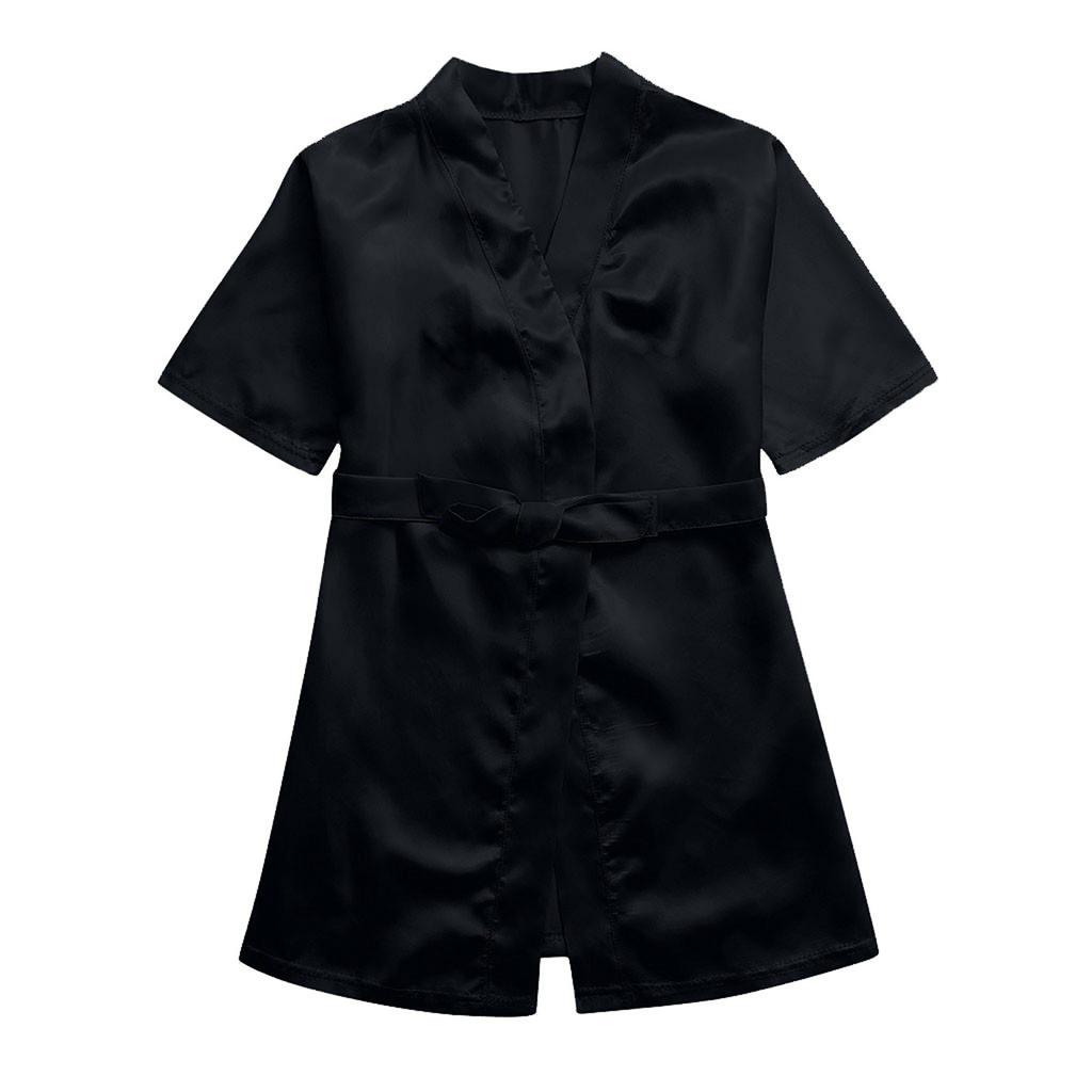 Toddler Baby Kids Girls Solid Silk Satin Kimono Robes Bathrobe Sleepwear Clothes