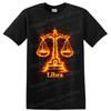 Libra Zodiac Fire Scales Astrology T Shirt Celestial Horoscope Sign Graphic Tee