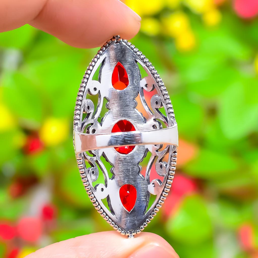 Mozambique Garnet Gemstone 925 Sterling Silver Gift Jewelry Ring Size 7