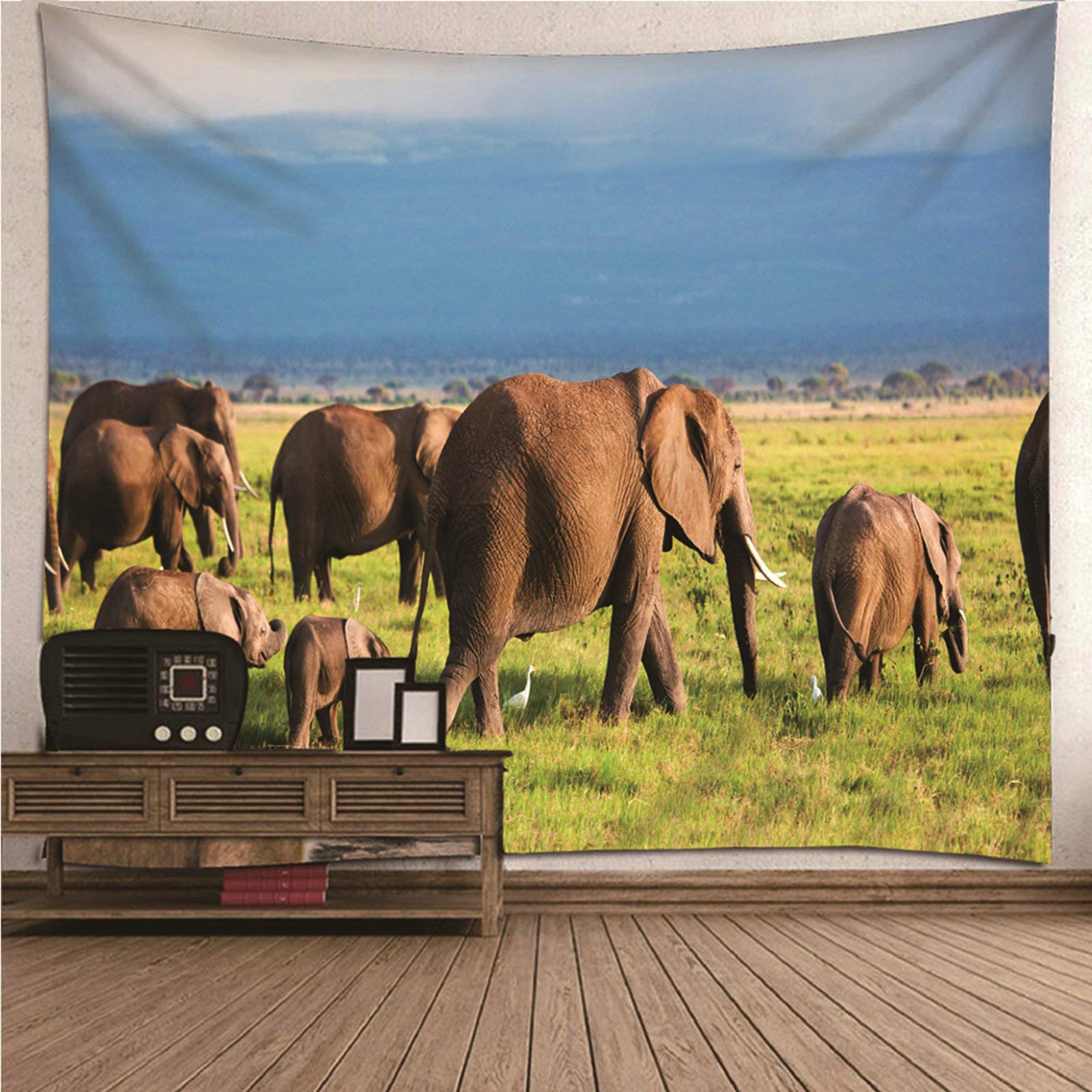 Гобелен с рисунком дикой природы в прериях африканского слона для дома — фото 17