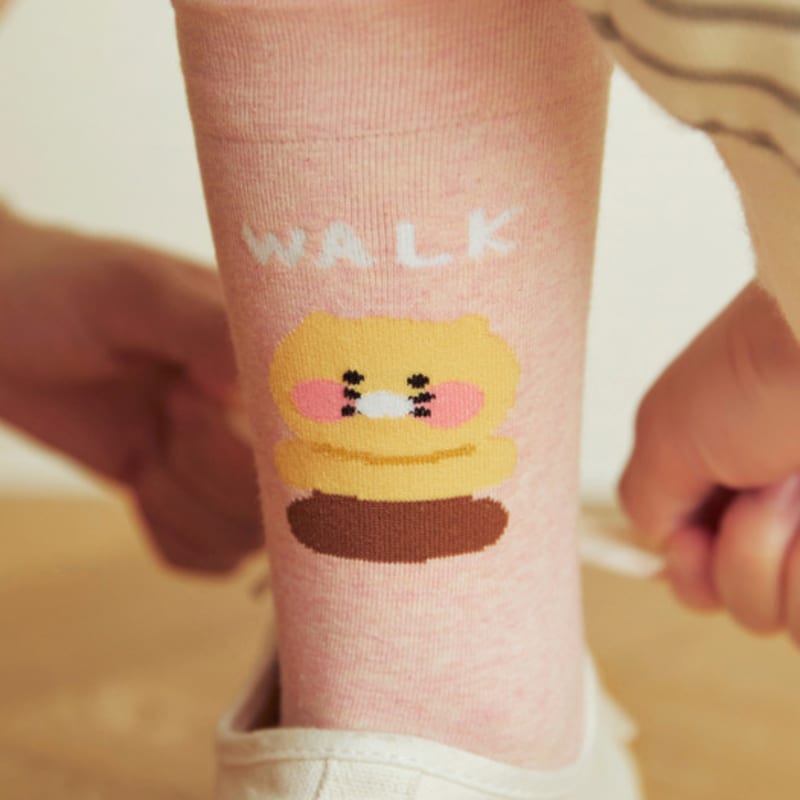 Kakao Friends Daily Socks Melange Pink_Chunshik