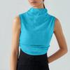 Women's Solid Color Semi-high-neck Sleeveless Vest Pleated  Top T-shirt