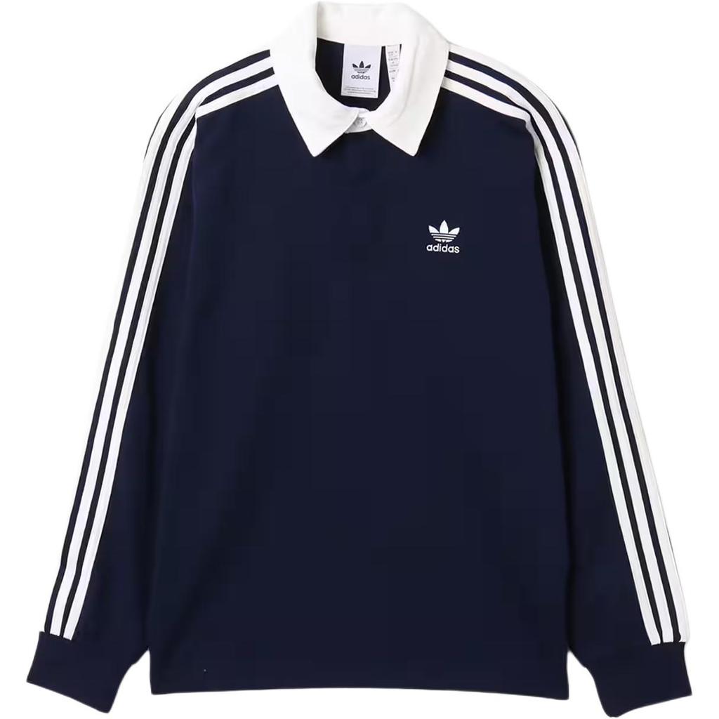Adidas Originals Adicolor Rugby Fashion Soft Sports Long Sleeve Polo Shirt Men Tops JY1400
